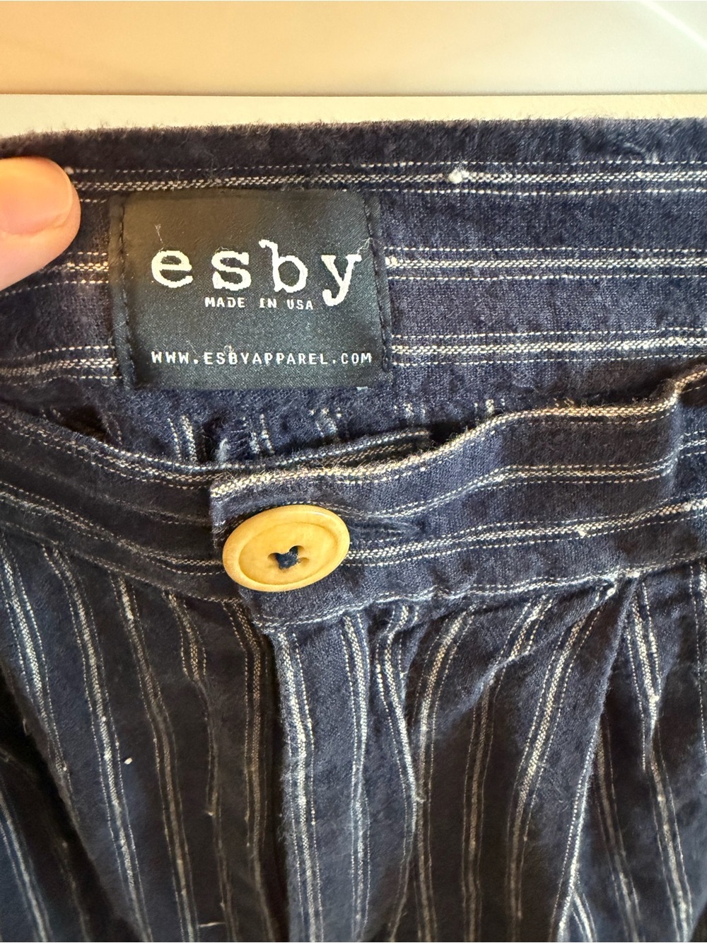 esby Navy Blue Pinstripe Cotton Trousers